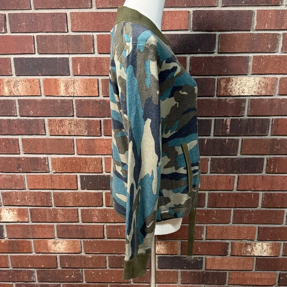 New J. Crew Camouflage Bomber Knit Sweater Jacket Size Small